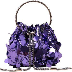 Women Sparkly Sequin Clutch Purse Glitter Metal Tassel Evening Handbag Crossbody